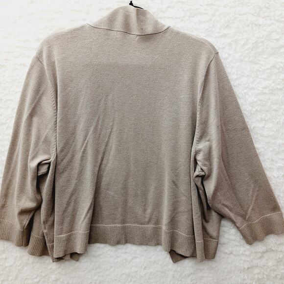 Sweater Cardigan Open 3X Oatmeal Beige Minimalist Quiet Luxury Capsule Soft Girl - Picture 2 of 9